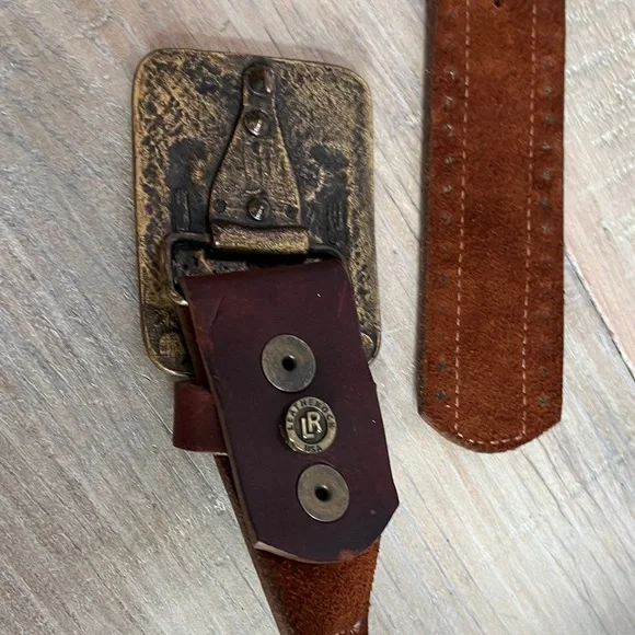 Cool Leatherock Brown Leather Belt w/ Gems, Brass 
